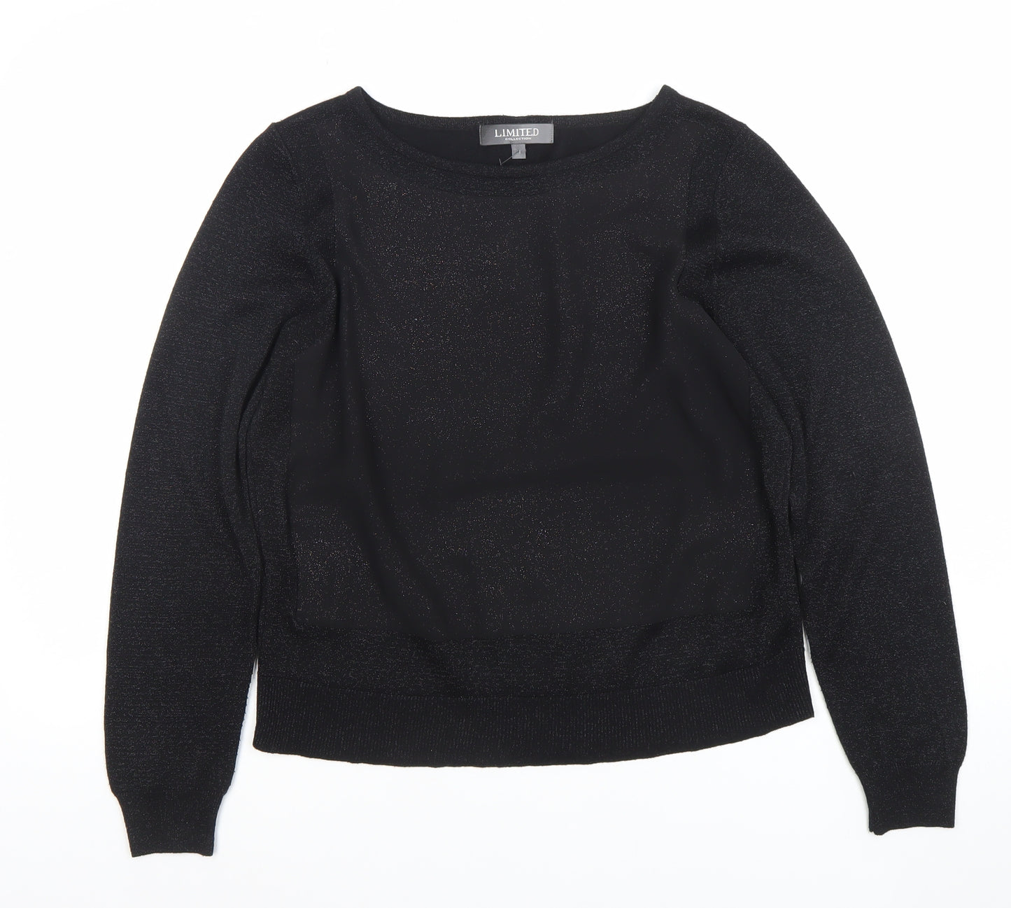 Marks and Spencer Women’s Black Knit Long Sleeve Zip Back Blouse Size 14