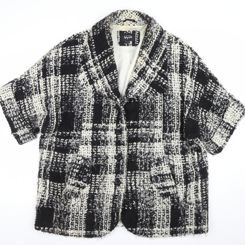 Per Una Speziale Women's Black Checked Wool Blend Blazer Size 16