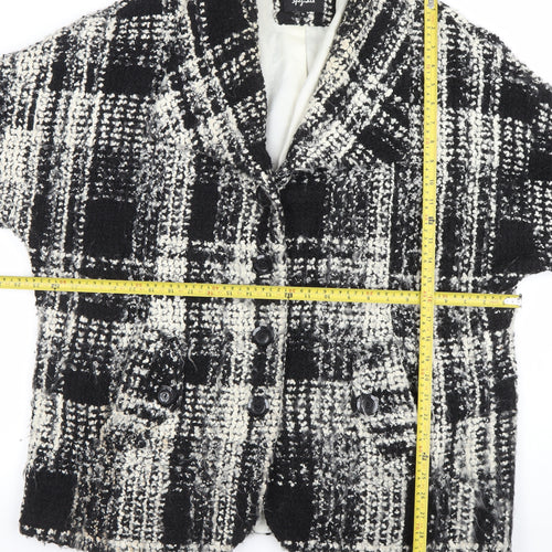 Per Una Speziale Women's Black Checked Wool Blend Blazer Size 16