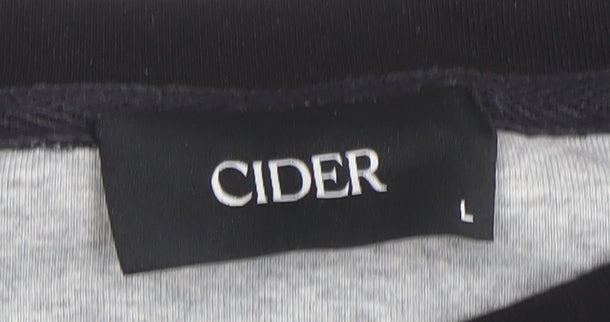 Cider Womens Grey Black Long Sleeve Bodysuit L