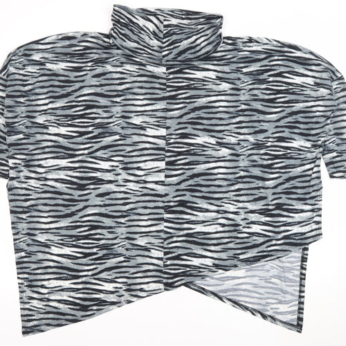 Malissa J Womens Grey Animal Print Roll Neck Tunic Top L
