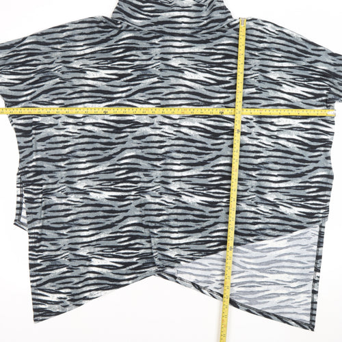Malissa J Womens Grey Animal Print Roll Neck Tunic Top L