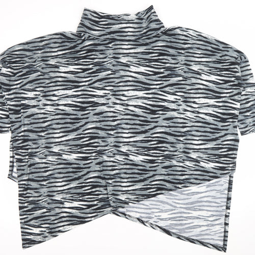 Malissa J Womens Grey Animal Print Roll Neck Tunic Top L
