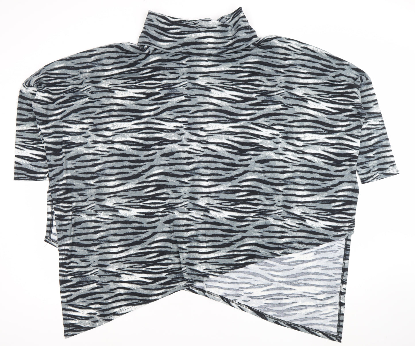 Malissa J Womens Grey Animal Print Roll Neck Tunic Top L