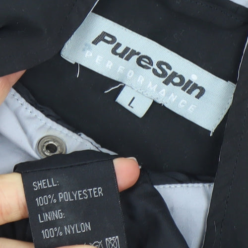PureSpin Men’s Black L Windbreaker Jacket Lightweight Golf Casual