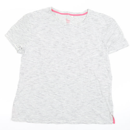 Boden Women’s White Striped Jersey T-Shirt Size L