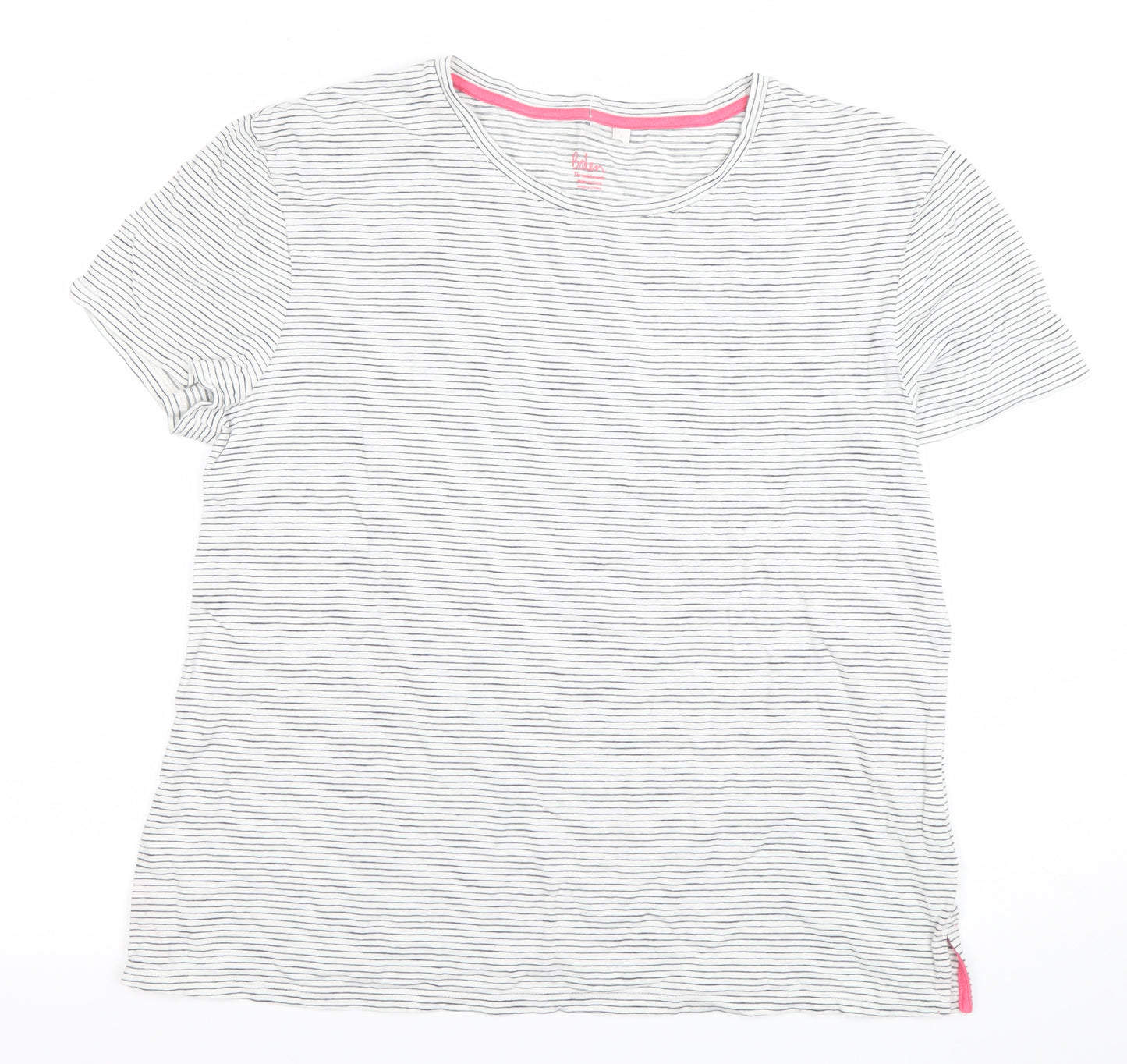 Boden Women’s White Striped Jersey T-Shirt Size L