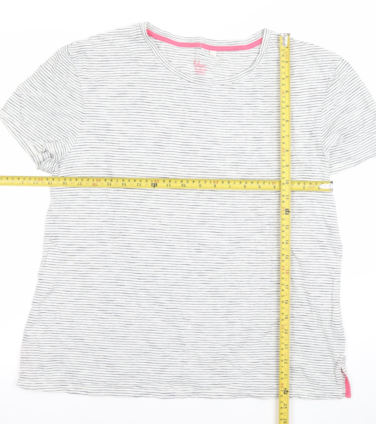 Boden Women’s White Striped Jersey T-Shirt Size L