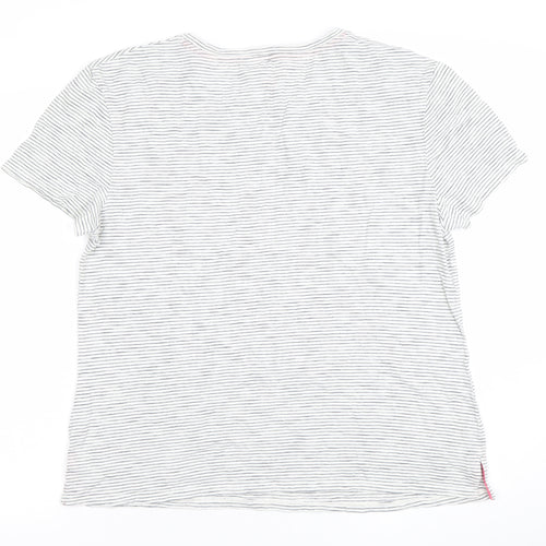 Boden Women’s White Striped Jersey T-Shirt Size L