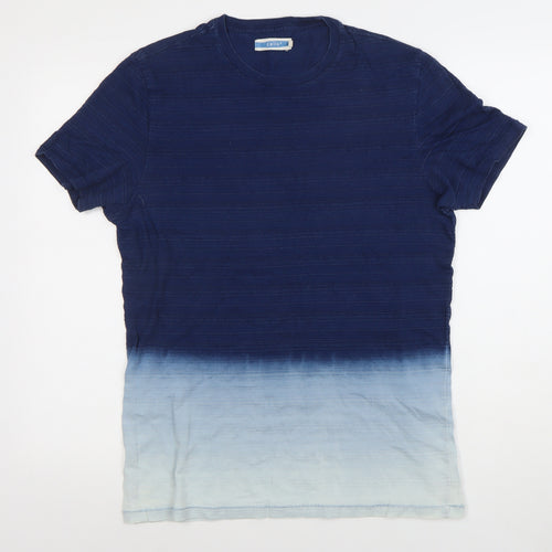 Celio Men Blue Ombre Cotton Short Sleeve T-Shirt Size M