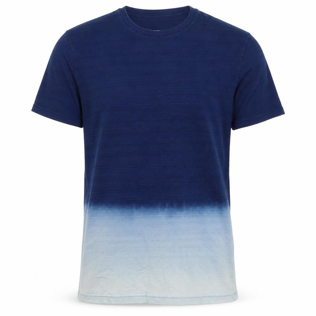 Front view of Celio Men Blue Ombre Cotton Short Sleeve T-Shirt, size M