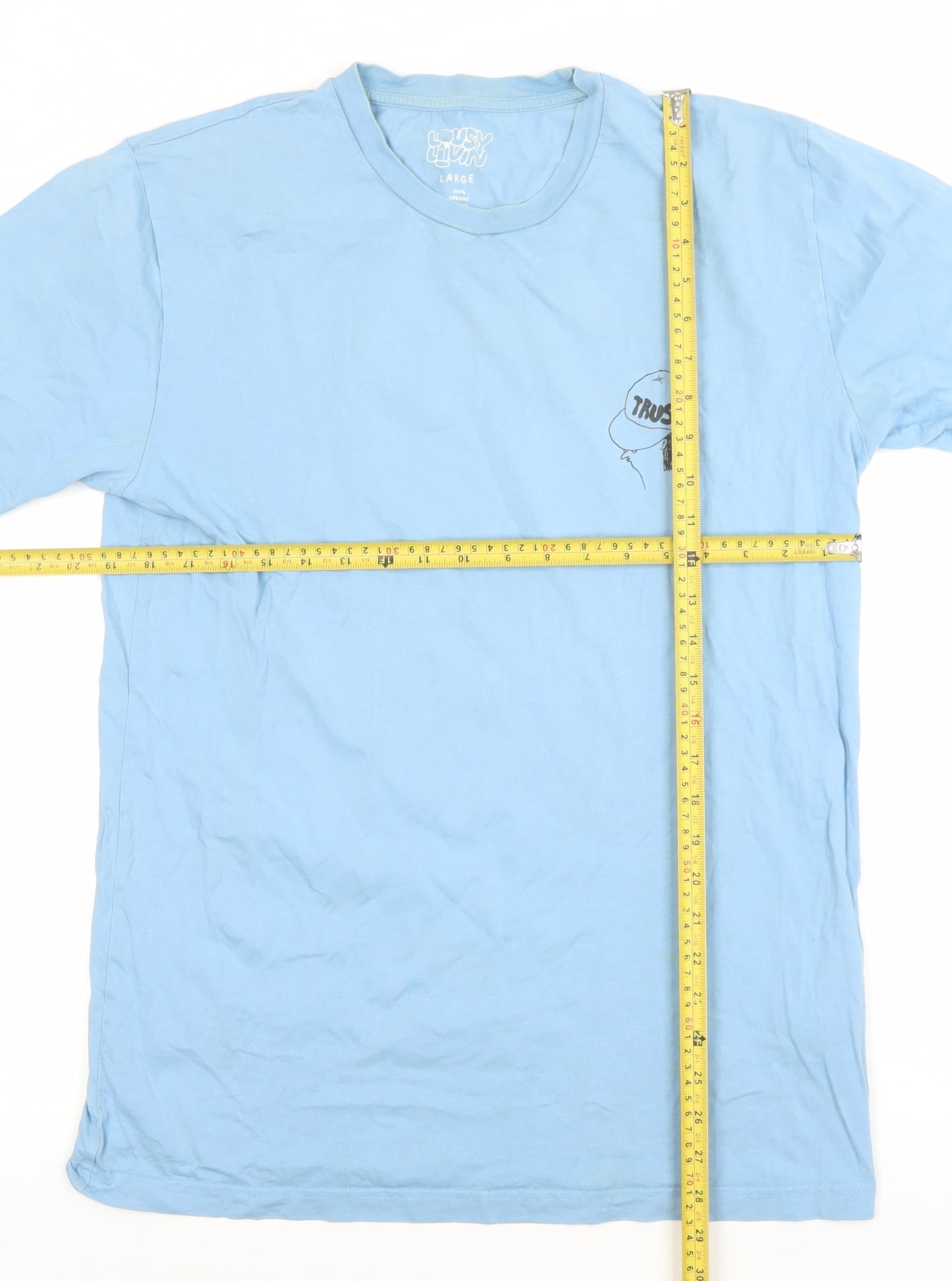 Dusty Luvin Blue Organic Cotton Graphic T-Shirt Women’s Large