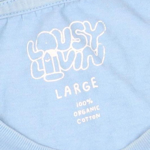 Dusty Luvin Blue Organic Cotton Graphic T-Shirt Women’s Large