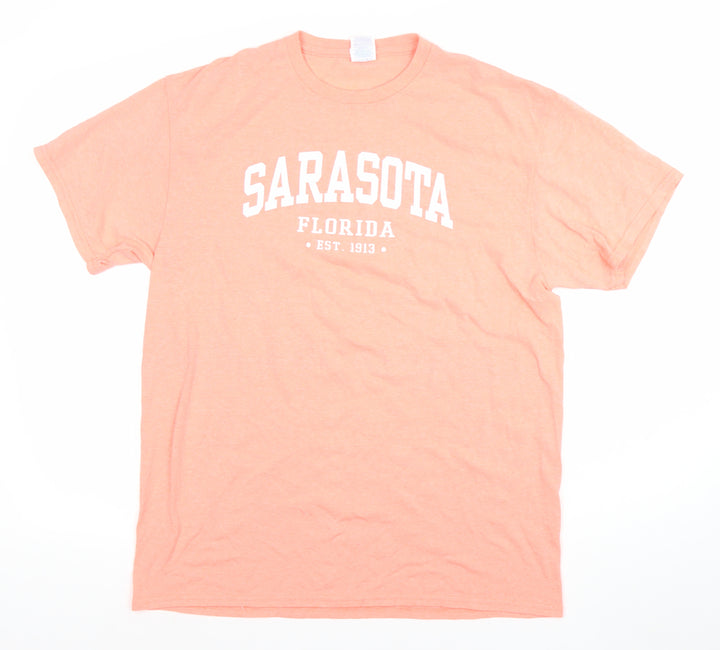 Delta Mens Orange Sarasota Florida Graphic Cotton T-Shirt Size L