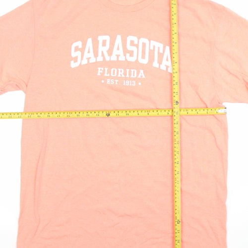 Delta Mens Orange Sarasota Florida Graphic Cotton T-Shirt Size L