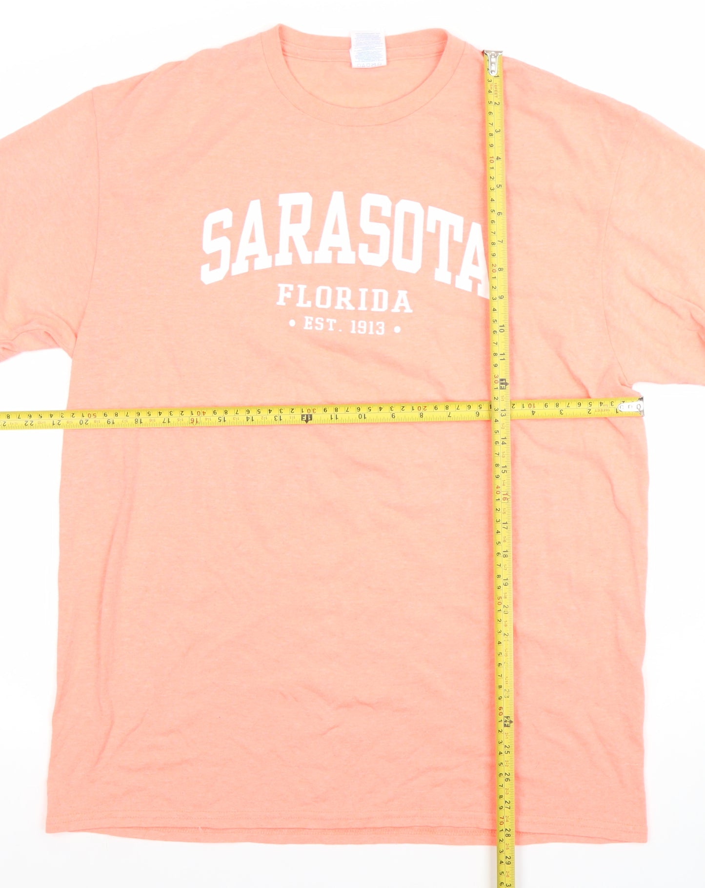 Delta Mens Orange Sarasota Florida Graphic Cotton T-Shirt Size L