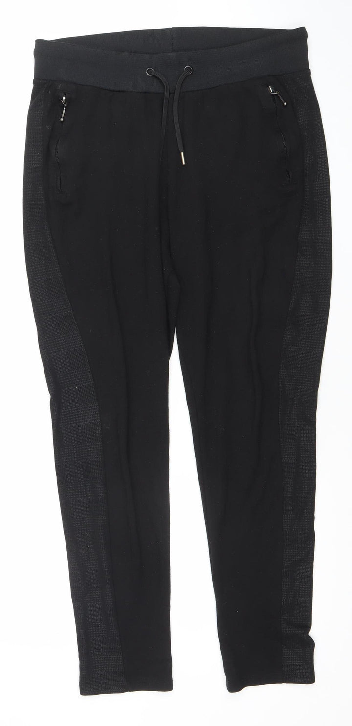River Island Womens Black Jogger Trousers Size M Stretch Activewear