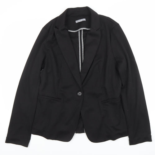 Olivia Moon Women's Black L Blazer Single-Breasted Stretch Jacket