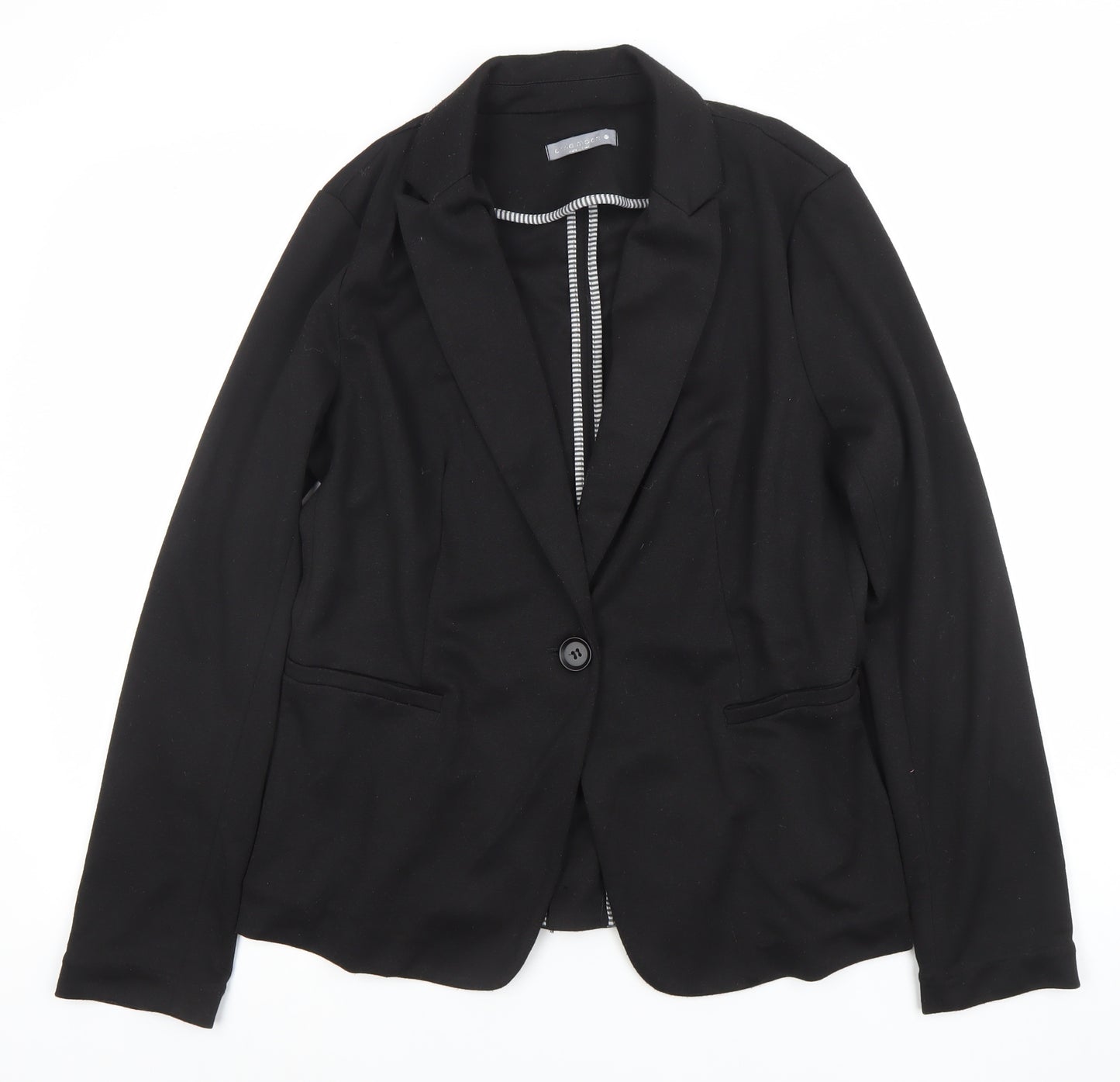 Olivia Moon Women's Black L Blazer Single-Breasted Stretch Jacket