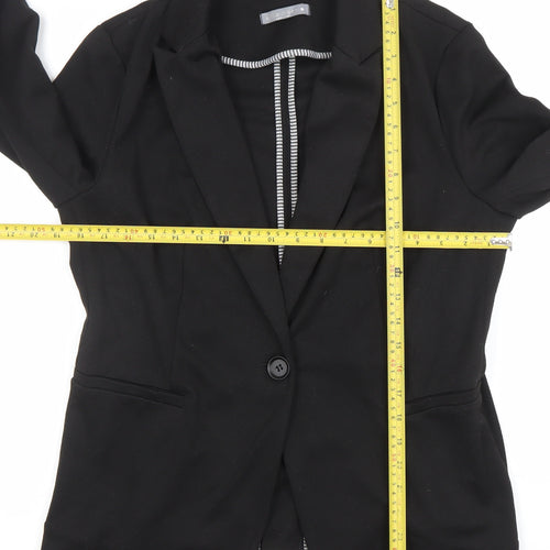 Olivia Moon Women's Black L Blazer Single-Breasted Stretch Jacket