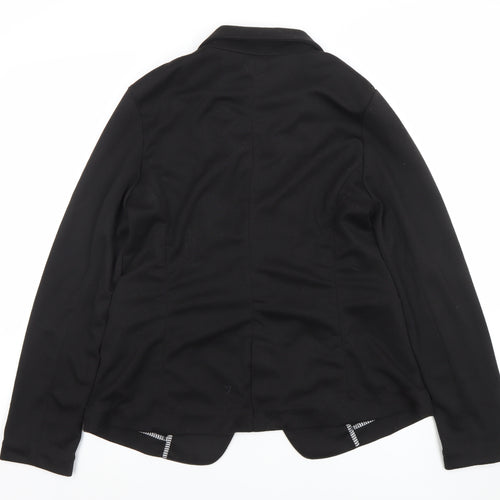 Olivia Moon Women's Black L Blazer Single-Breasted Stretch Jacket