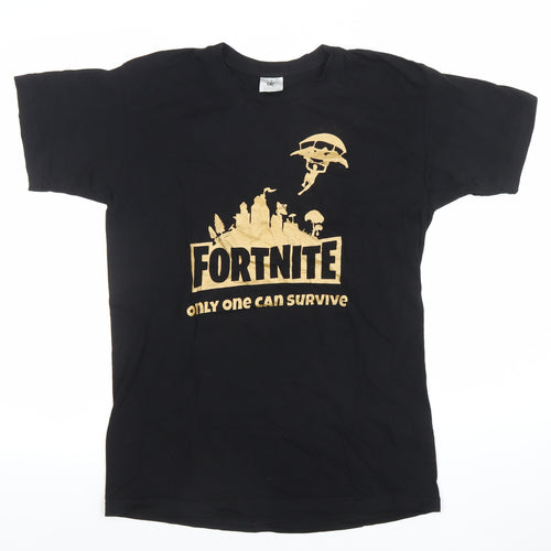 B&C Collection Men's Black Fortnite Graphic Short Sleeve Cotton T-Shirt Size S