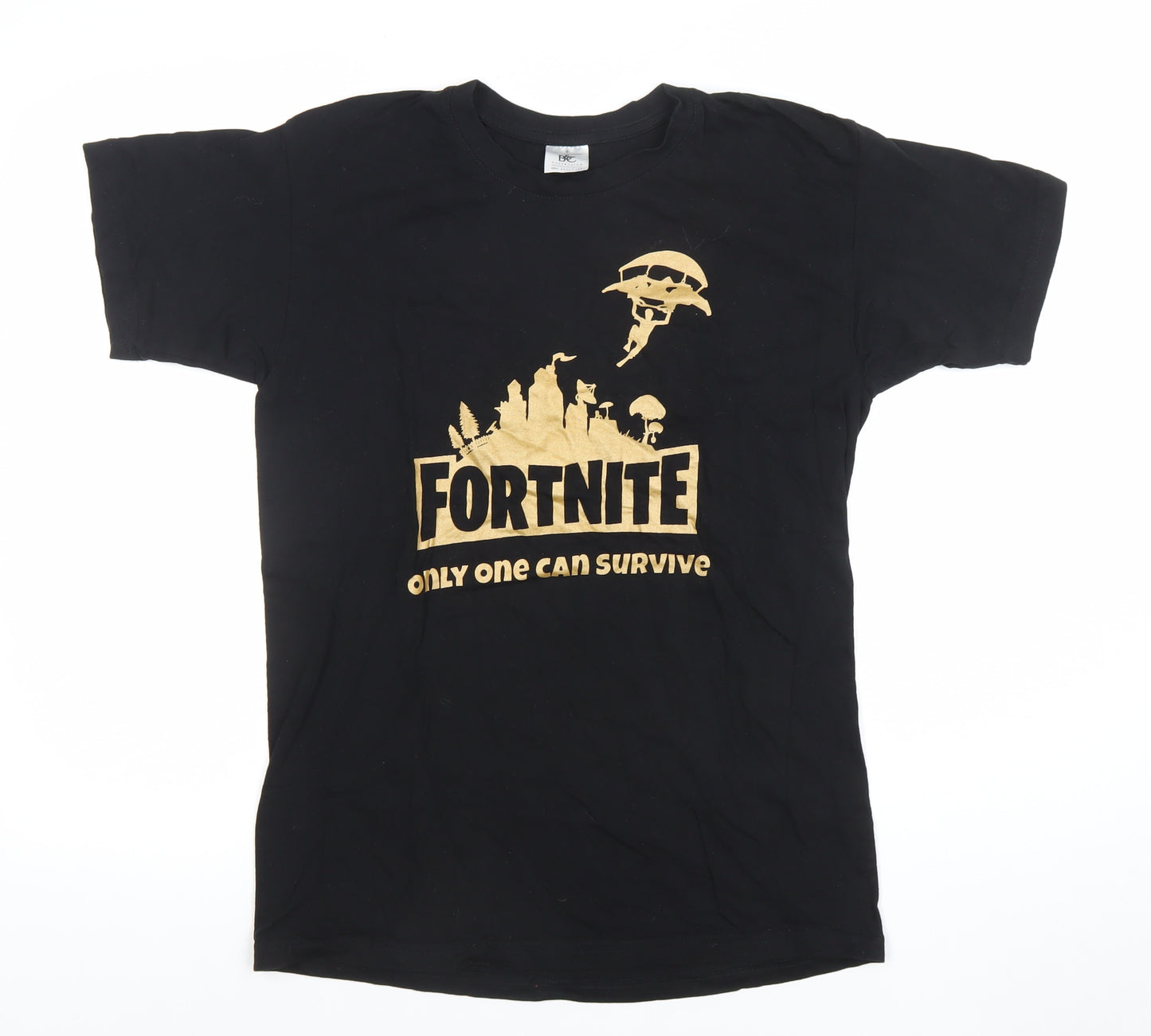 B&C Collection Men's Black Fortnite Graphic Short Sleeve Cotton T-Shirt Size S