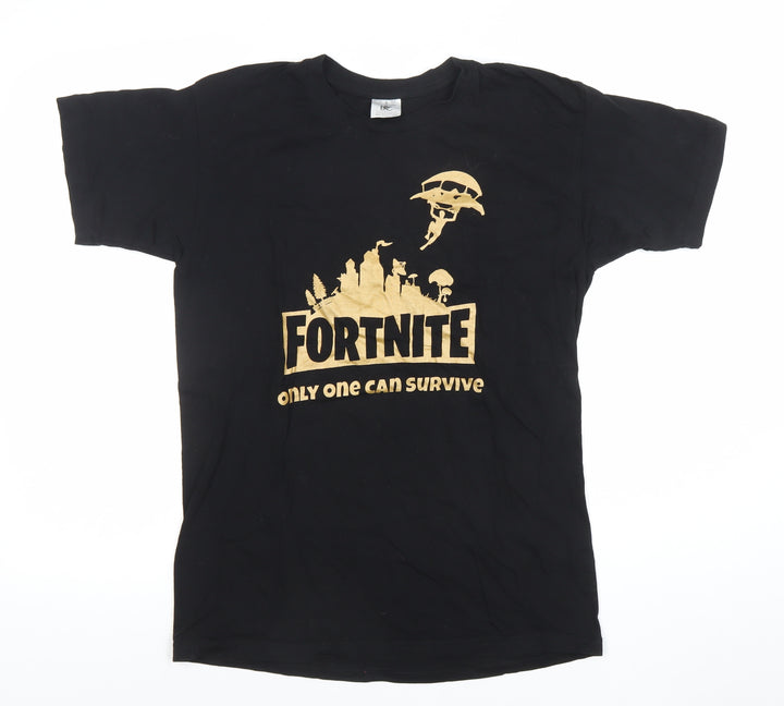B&C Collection Men's Black Fortnite Graphic Short Sleeve Cotton T-Shirt Size S