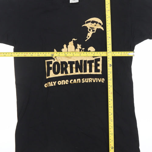 B&C Collection Men's Black Fortnite Graphic Short Sleeve Cotton T-Shirt Size S