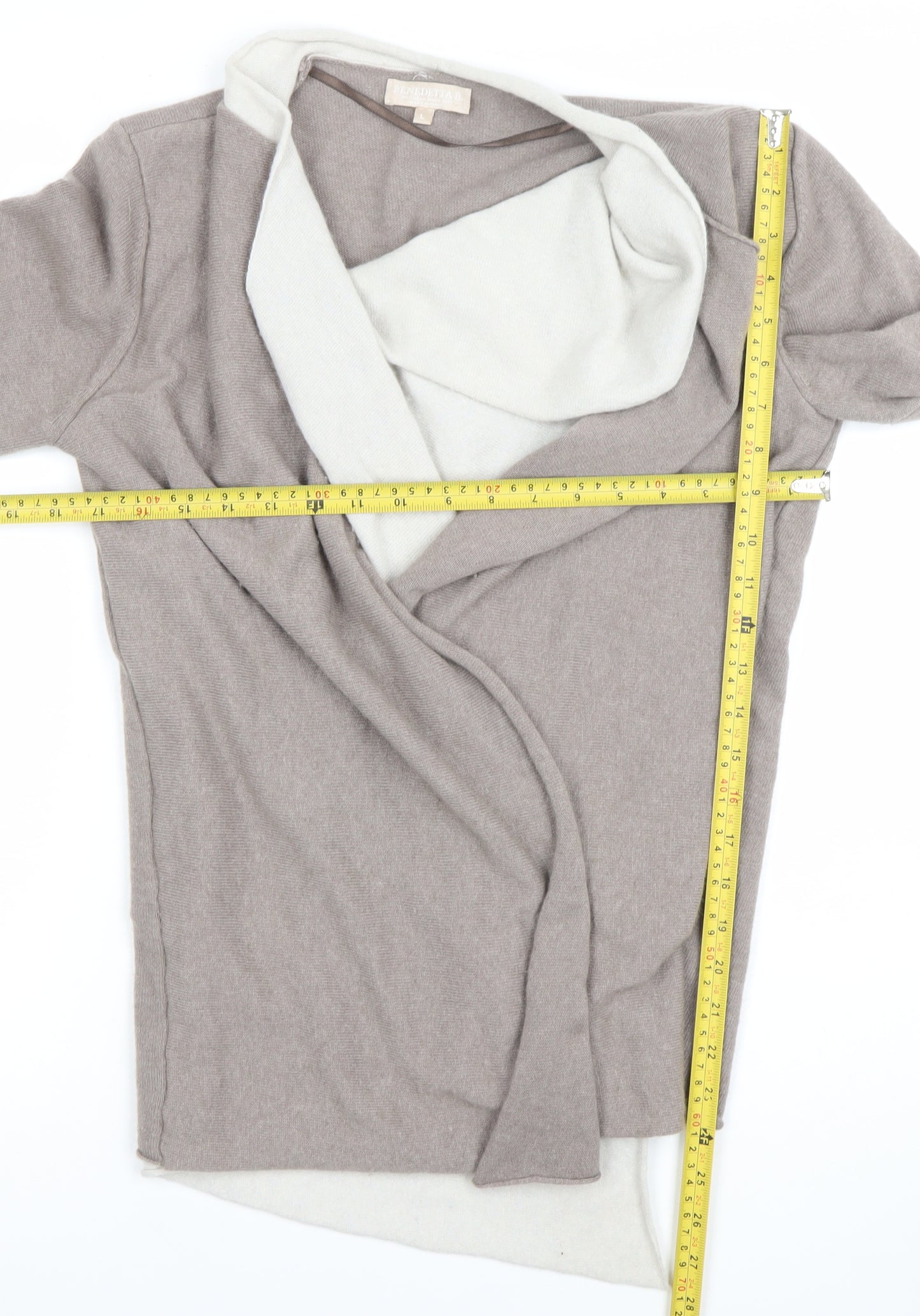 Benetton Women’s Beige Merino Wool Blend Long Sleeve Cardigan L