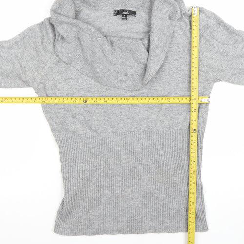 Sioni Women's Grey Cowl Neck Long Sleeve Jumper M Wool Blend
