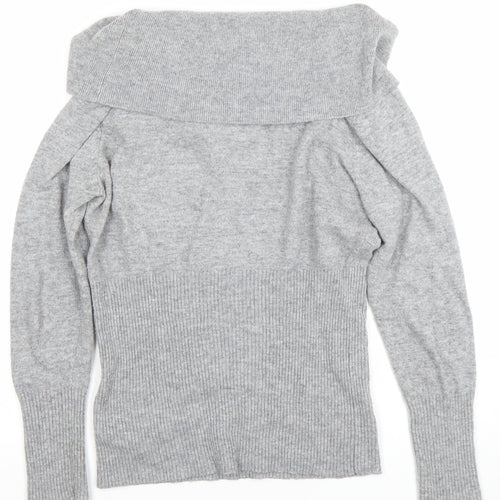 Sioni Women's Grey Cowl Neck Long Sleeve Jumper M Wool Blend