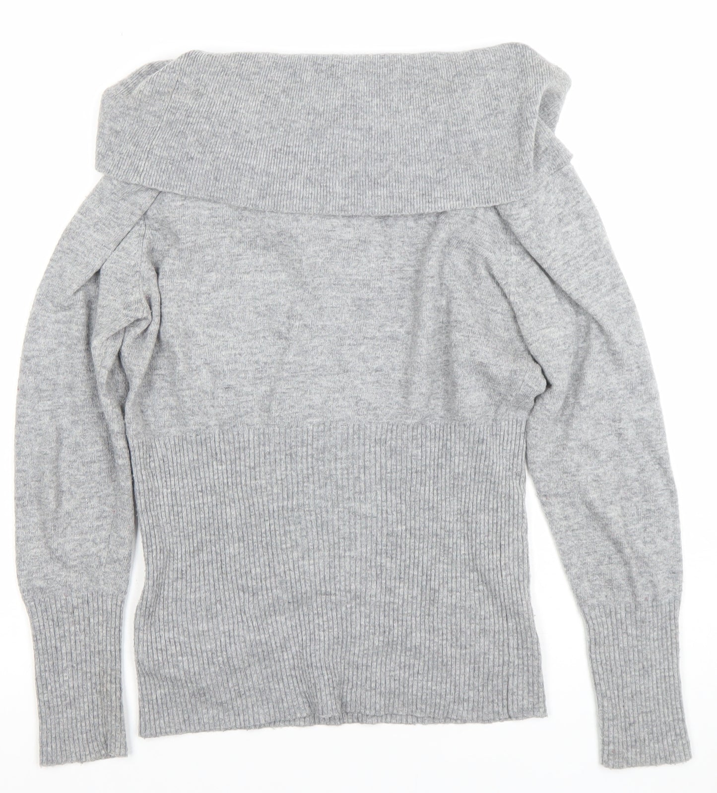 Sioni Women's Grey Cowl Neck Long Sleeve Jumper M Wool Blend