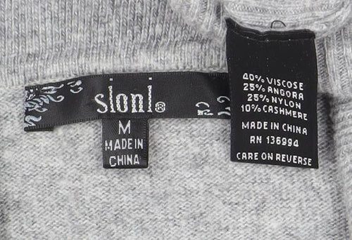 Sioni Women's Grey Cowl Neck Long Sleeve Jumper M Wool Blend