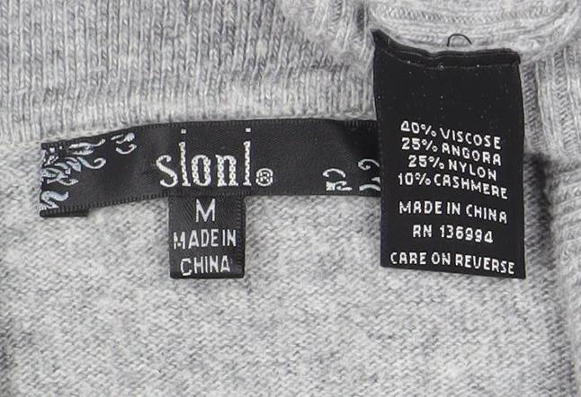 Sioni Women's Grey Cowl Neck Long Sleeve Jumper M Wool Blend