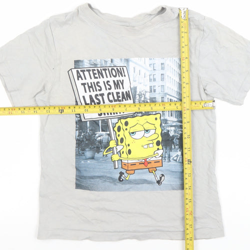 Nickelodeon Boys Grey 5-6 Years SpongeBob Funny Graphic T-Shirt