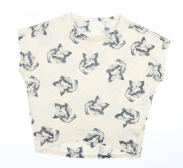 Apricot Women's Beige Floral Short Sleeve Basic T-Shirt S