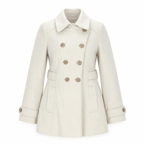 Dunnes Women’s Ivory Pea Coat Size 12 Mid-Length Classic Style