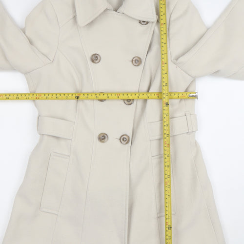 Dunnes Women’s Ivory Pea Coat Size 12 Mid-Length Classic Style