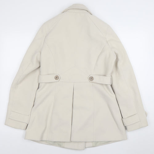 Dunnes Women’s Ivory Pea Coat Size 12 Mid-Length Classic Style