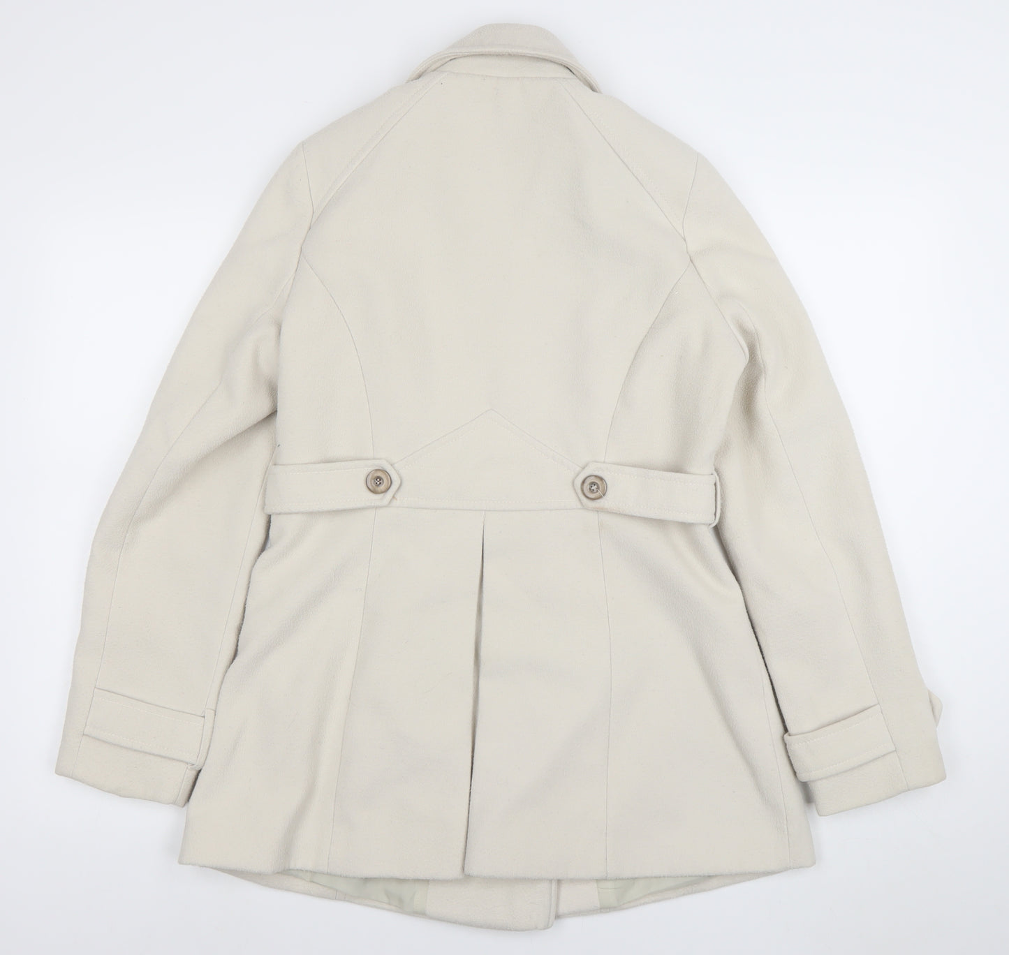 Dunnes Women’s Ivory Pea Coat Size 12 Mid-Length Classic Style