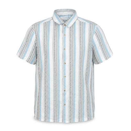 ASOS DESIGN Men's Multicoloured Striped Short Sleeve Cotton Shirt L