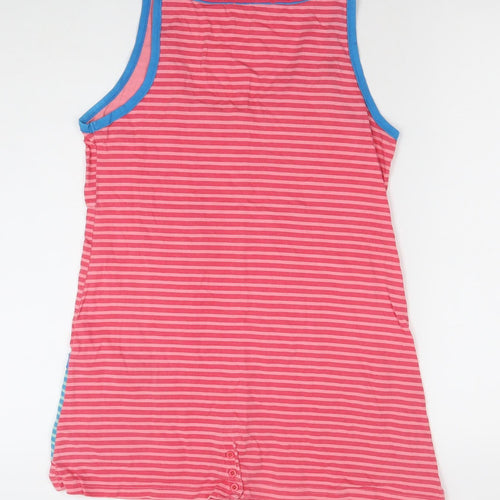 ICHI Women's Pink Striped Cotton Sleeveless Tank Top M