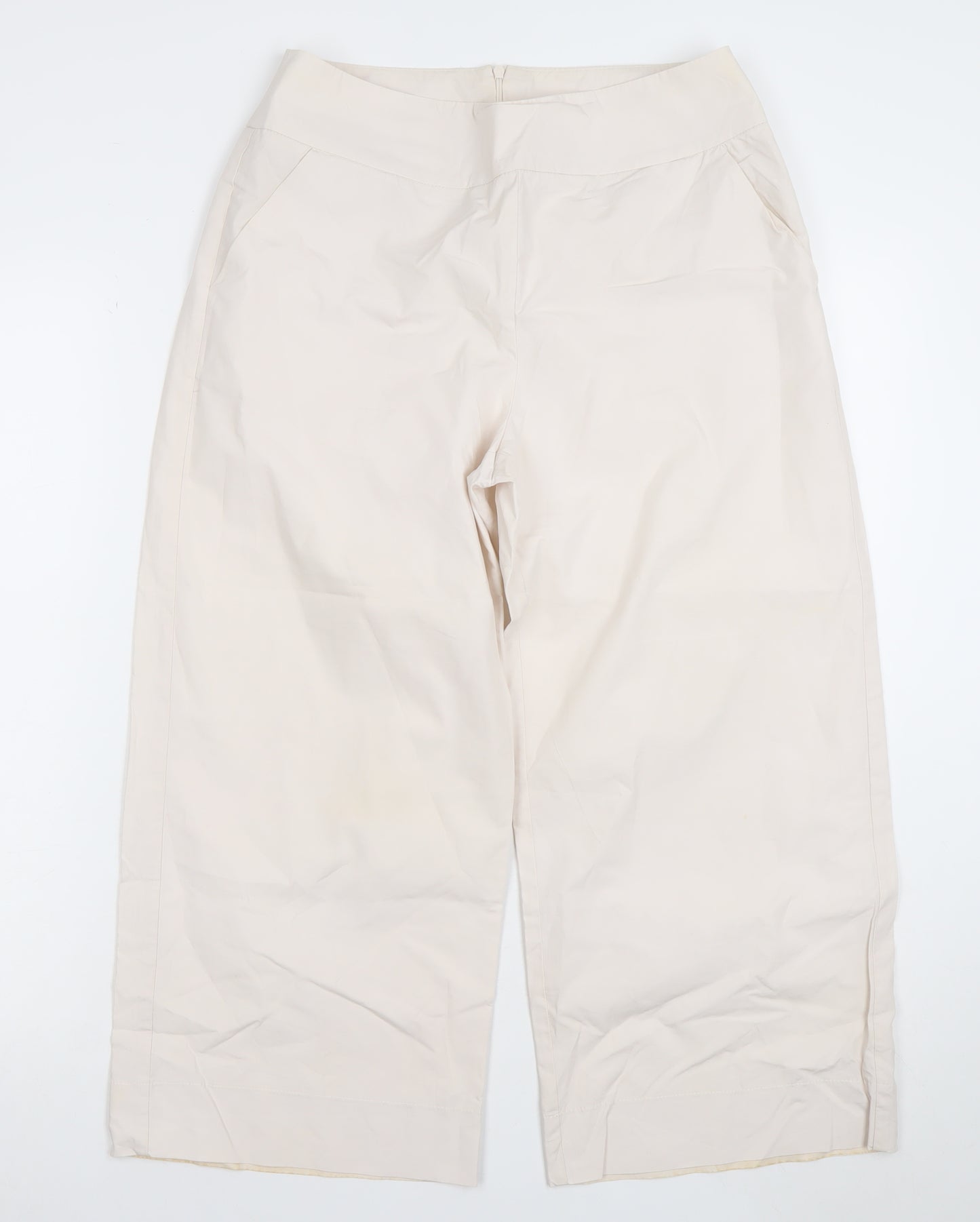 Peruzzi Women's Beige Cotton Wide-Leg Trousers Size 8