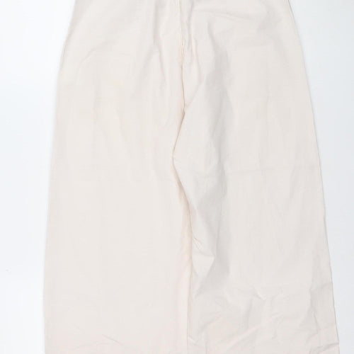 Peruzzi Women's Beige Cotton Wide-Leg Trousers Size 8