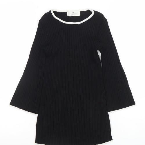 H&M Women’s Black Ribbed Knit Long Sleeve Top Size 6