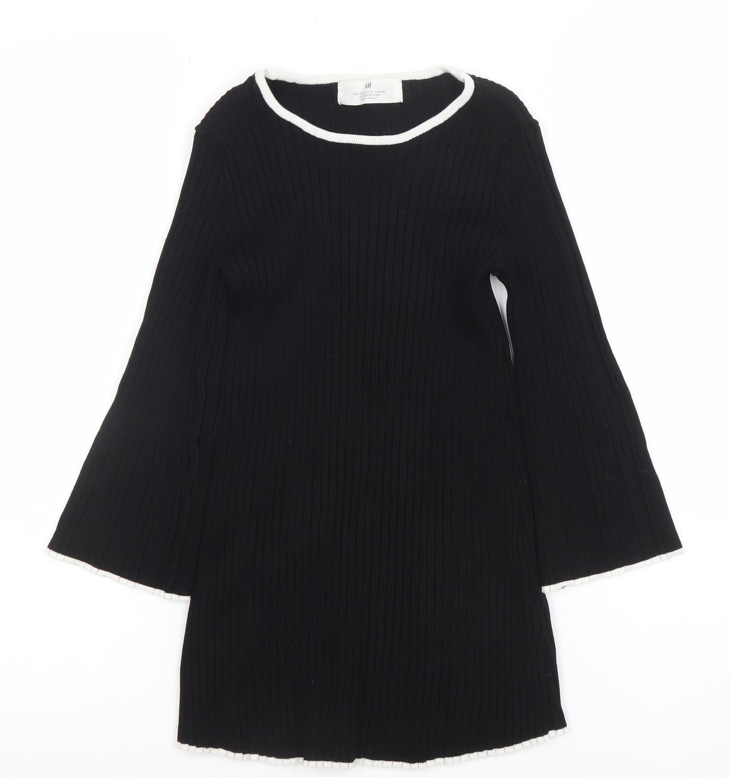 H&M Women’s Black Ribbed Knit Long Sleeve Top Size 6