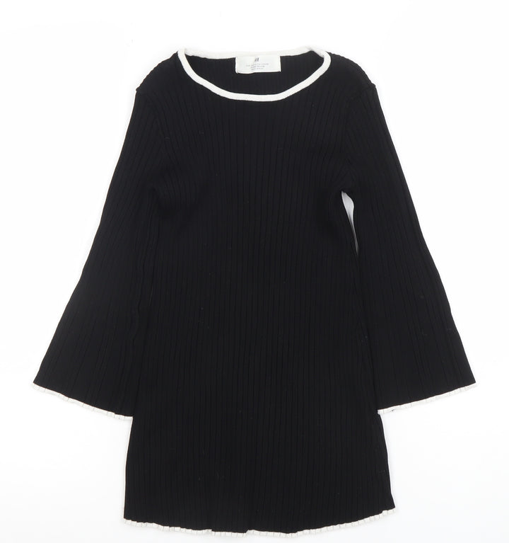 H&M Women’s Black Ribbed Knit Long Sleeve Top Size 6