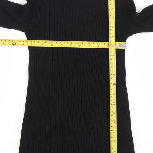 H&M Women’s Black Ribbed Knit Long Sleeve Top Size 6