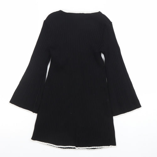 H&M Women’s Black Ribbed Knit Long Sleeve Top Size 6